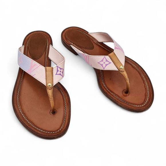 Louis Vuitton LV Sunny Flat Thong Sandal Flip Flop Pink Purple Size 38 US 8 - Picture 2 of 12